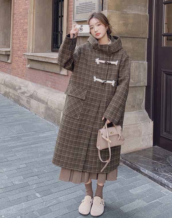 楽天市場】ダッフルコート ロングコート グレンチェック コート 超