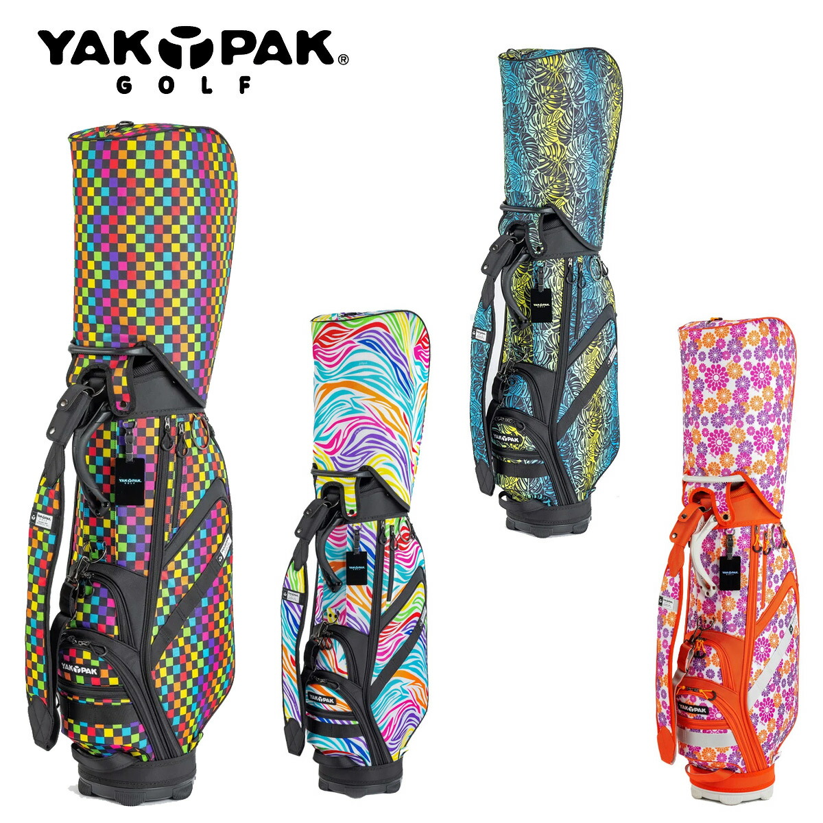 YAKPAK GOLF オレンジ 花柄 キャディバック YAKPAK GOLF オレンジ 花柄