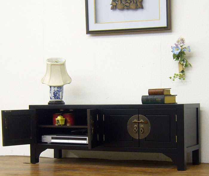 楽天市場】アジアン家具 アンティーク調 アジアンローボード(黒) 送料