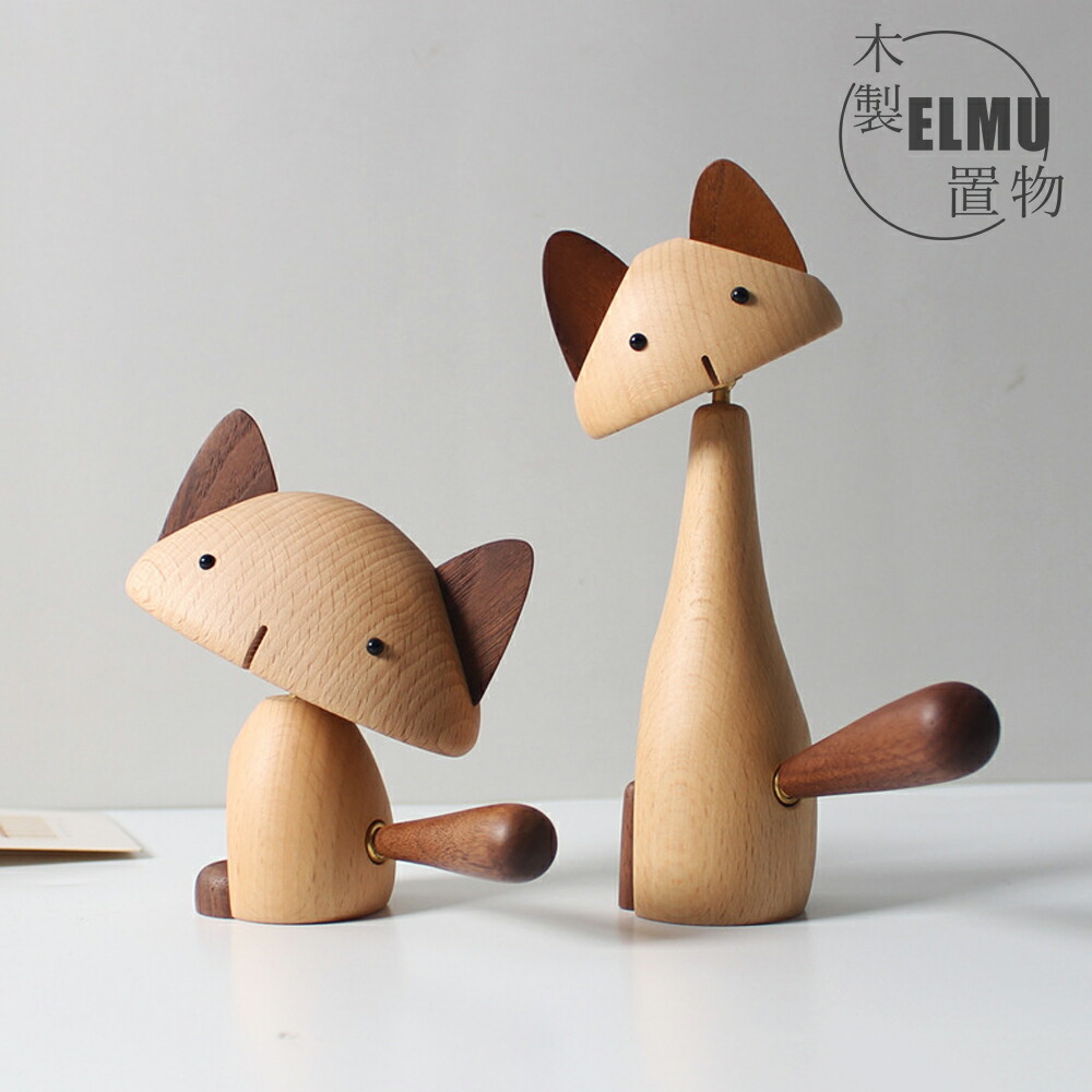 楽天市場】置物 木製玩具 木のオブジェ 猫 天然木 おしゃれ かわいい