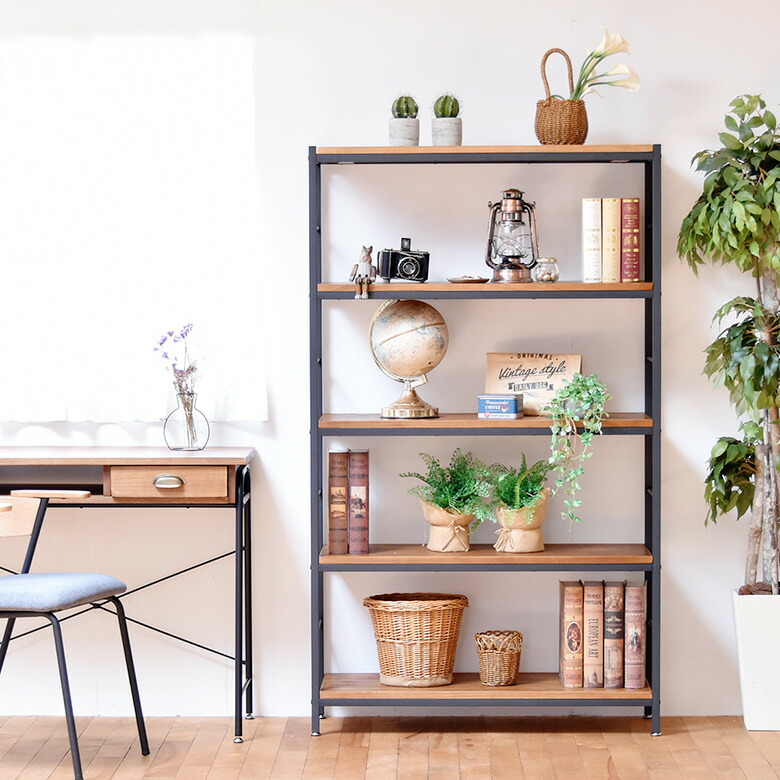 楽天市場】ラック 棚 本棚 アイアン 木製 収納棚 シェルフ 幅90