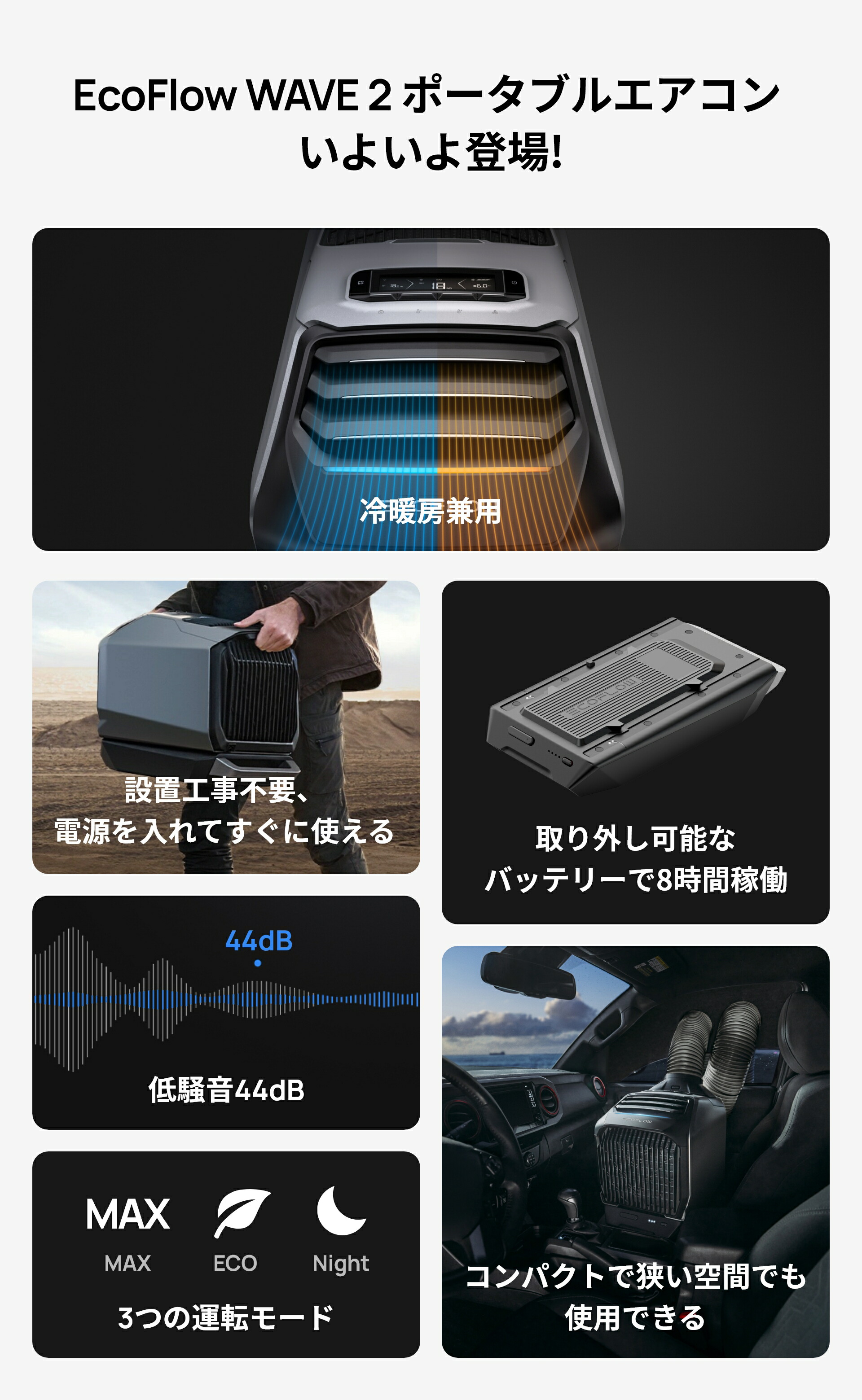 楽天市場】【在庫切れ】夏&冬両用 EcoFlow ポータブルエアコン WAVE 2