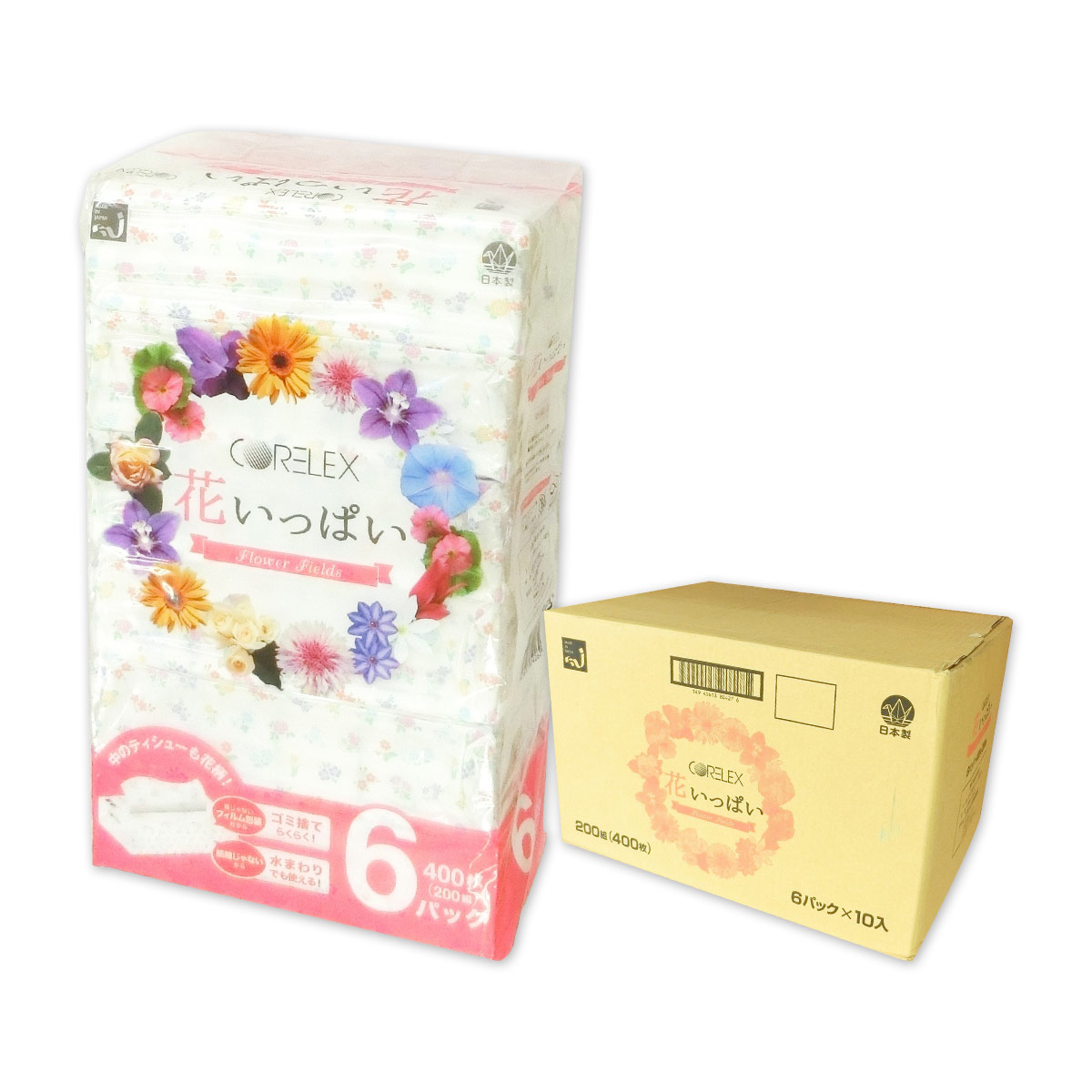 プックリ苺&お花たち＊BOX型＊2段重ね＊ティッシュカバーを2品