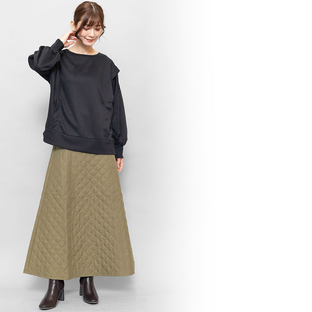 楽天市場】【22%OFFクーポン☆】キルティングフレアスカート ロング丈