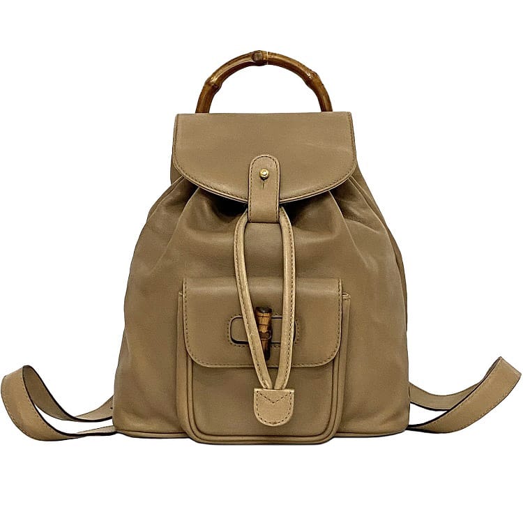 希少 極美品◇ GUCCI ◇リュック 巾着型 GGキャンバス ナイロン レザー