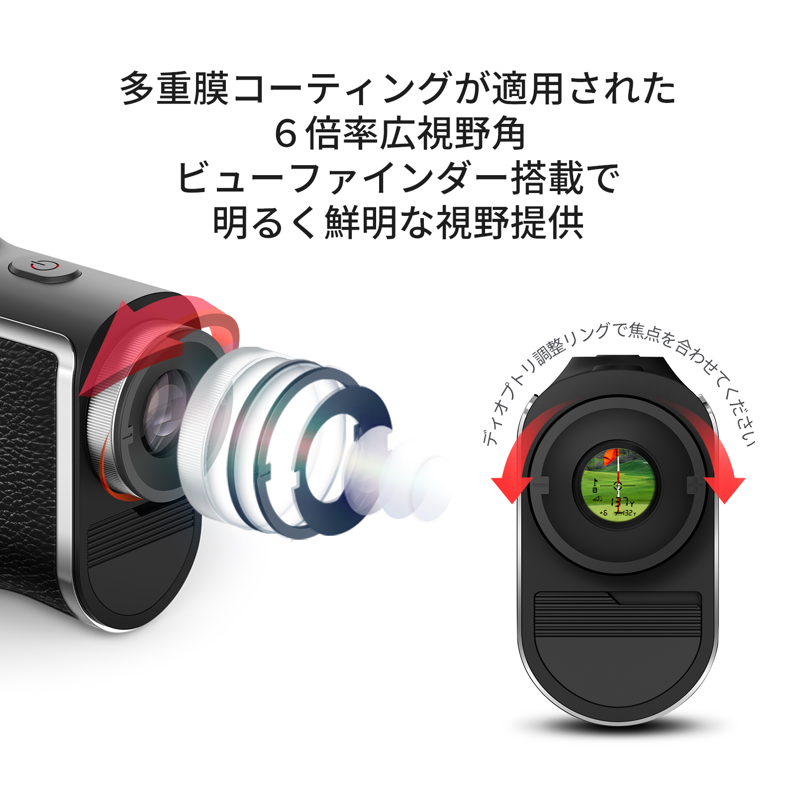 楽天市場】ゴルフ距離計 ＼明るさ自動調整／ J5 RED mini ゴルフ距離