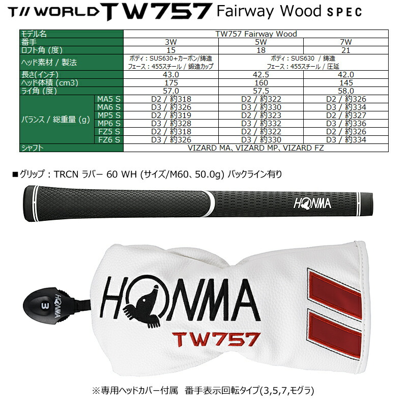 楽天市場】本間ゴルフ(ホンマ/HONMA) ツアーワールド 2022 TW757