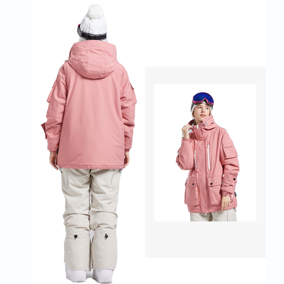 DESCENTE スキーウェア上下 160cm フード 桜 ピンク DESCENTE スキー