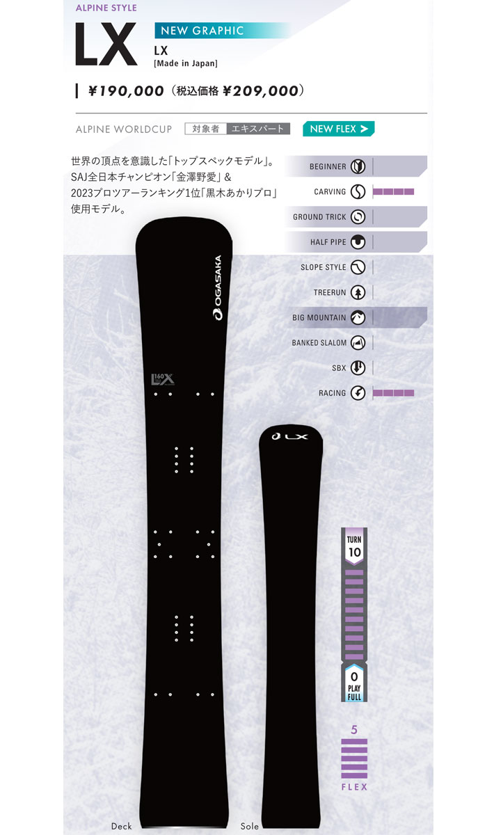 楽天市場】24-25 オガサカ スノーボード LX エルエックス 160cm 163cm