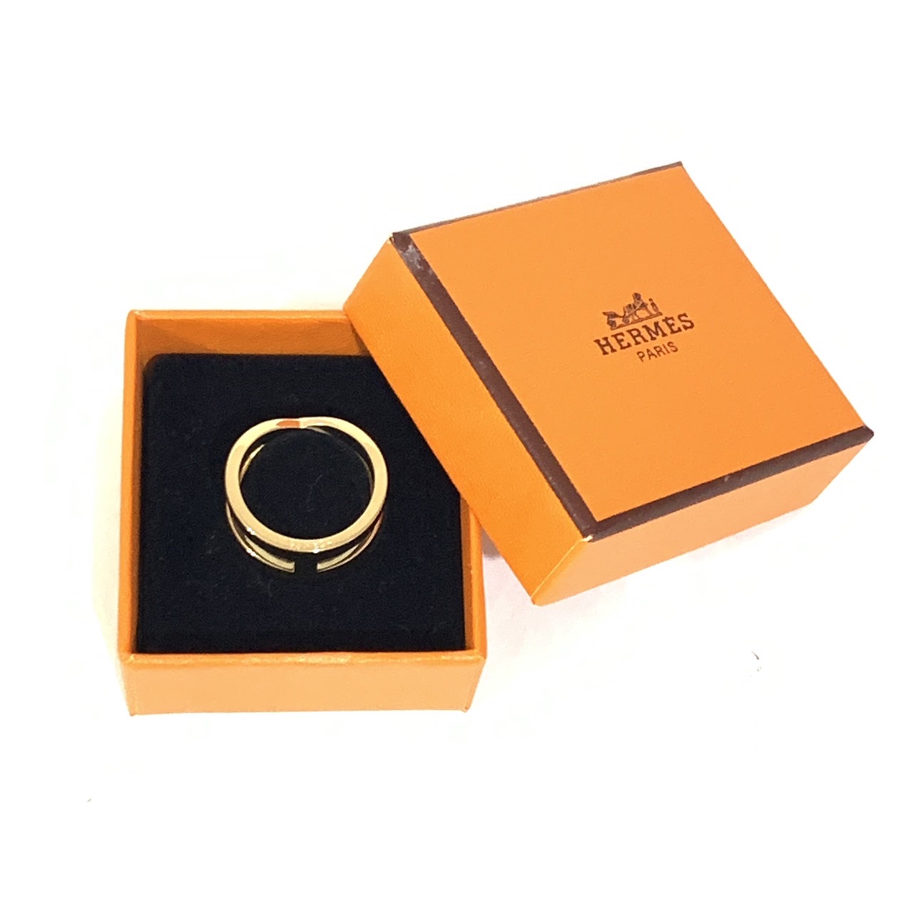 楽天市場】【美品】HERMES エルメス スカーフリング リュバン ゴールド