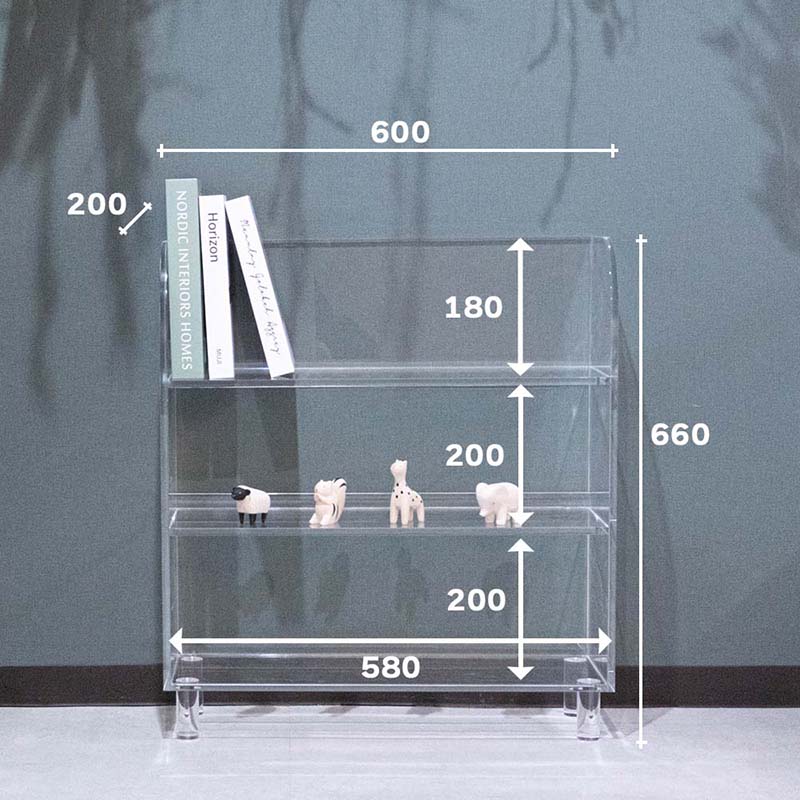 楽天市場】アクリルラック3段 幅60cm×奥行20cm×高さ66cm 透明家具