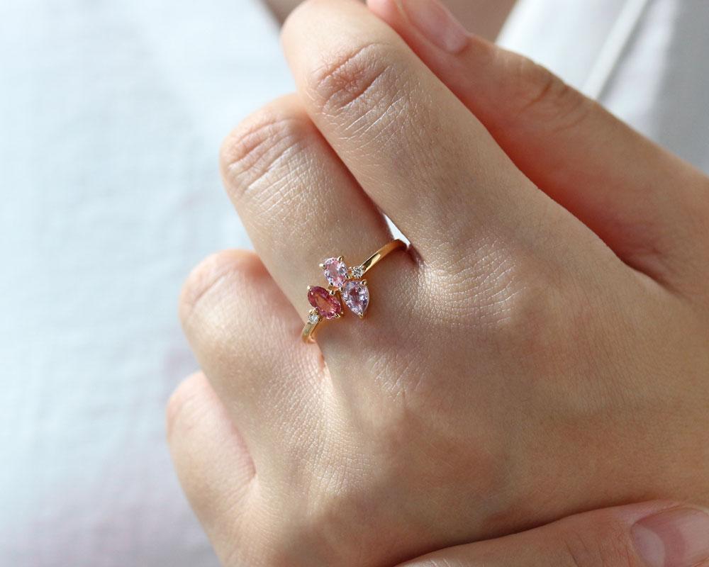 楽天市場】K18 天然ピンクサファイア リング 11号 イエローゴールド