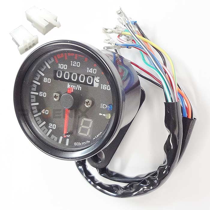 楽天市場】スピードメーター バイク 黒 160km シフトインジケーター