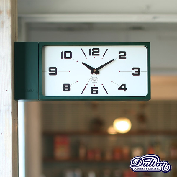 楽天市場】【ダルトン DULTON】 DOUBLE FACE CLOCK RECTANGLE D.GREEN