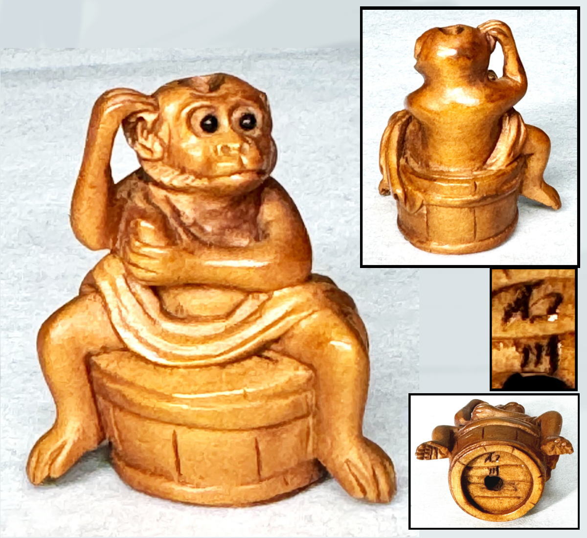 楽天市場】猿 根付（東洋彫刻｜彫刻）：アート・美術品・骨董品・民芸