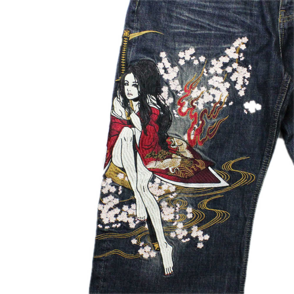 楽天市場】絡繰魂 公式 【抜刀娘 妃那 3連ポケットデニムパンツ】 和柄