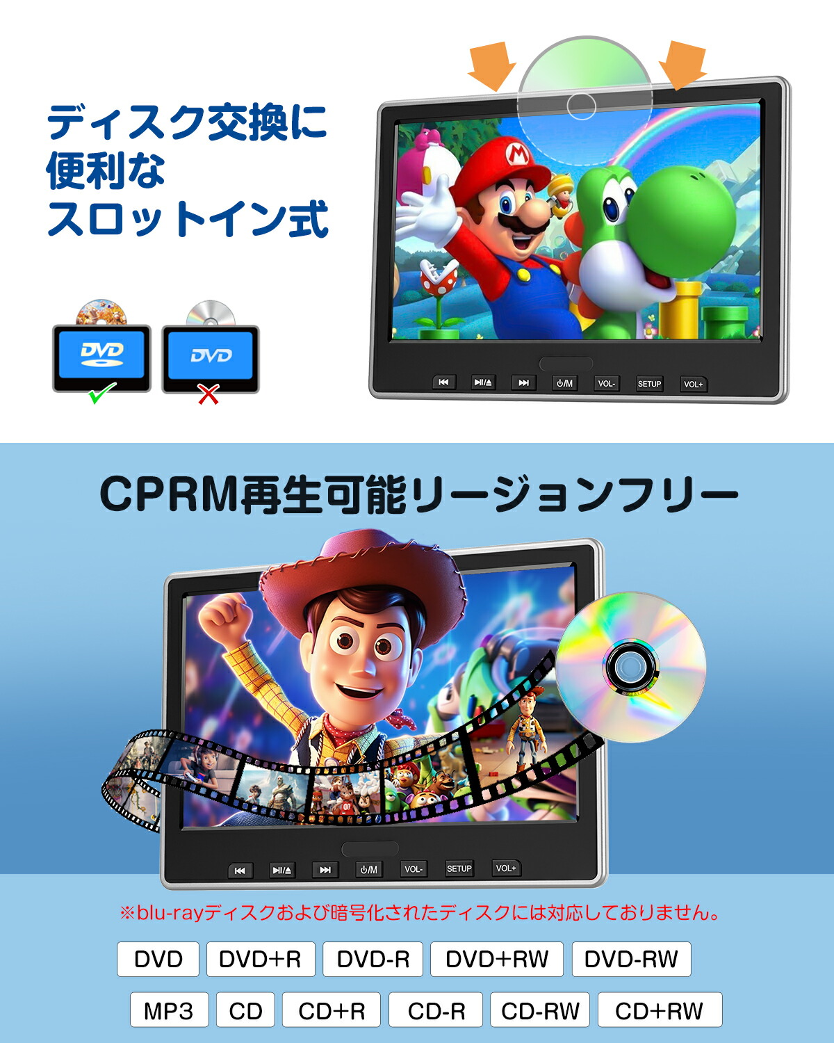 楽天市場】DVDプレイヤー ヘッドレストモニター 10.1インチ HDMI入力