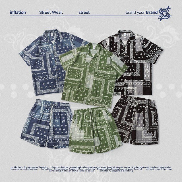 楽天市場】送料無料 ペイズリー バンダナ セットアップ 上下 セット 2