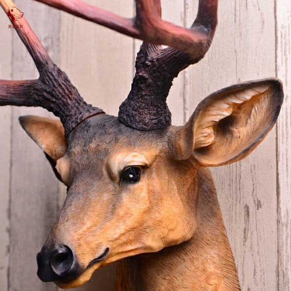 楽天市場】特大 超リアル 茶色 壁掛け 鹿 オブジェ 木製風 剥製