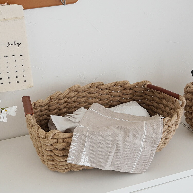 楽天市場】【送料無料】【最強配送】ロープ編み バスケット ホワイト