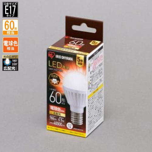 楽天市場】アイリスオーヤマ LDA7L-G-E17-6T6 LED電球 小形電球形 E17