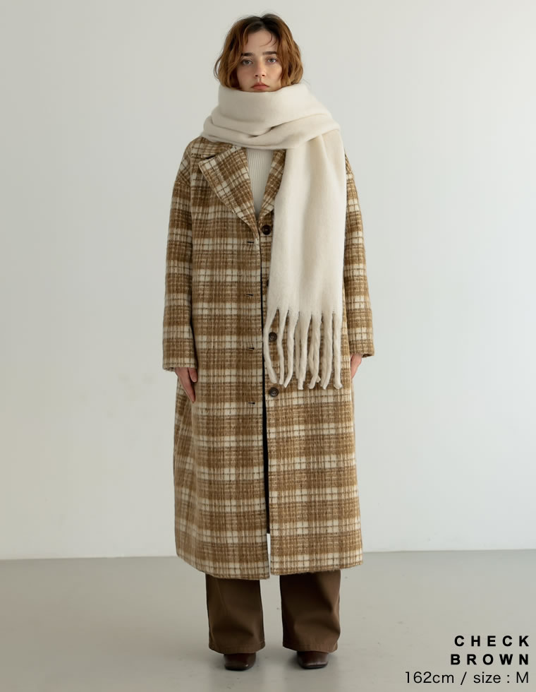 楽天市場】【SPECIAL FAIR】起毛チェック柄ロングチェスターコート