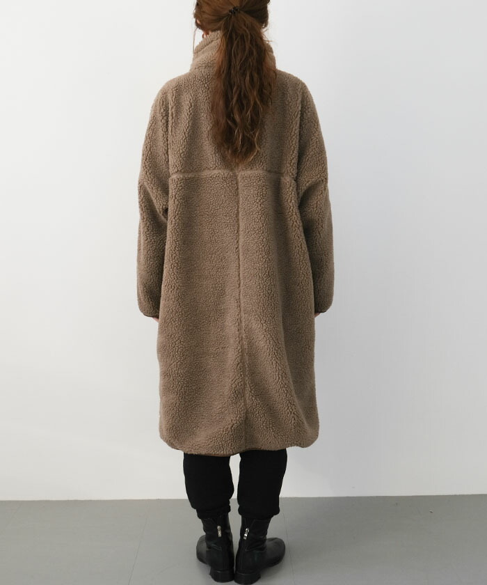 楽天市場】ボアロングコート ボアコート レディース スタンドカラー