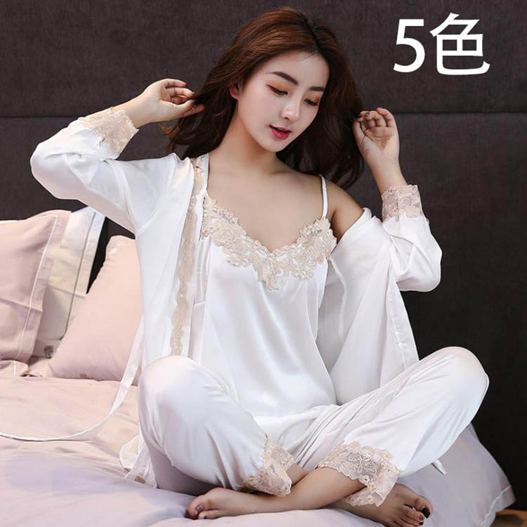 楽天市場】パジャマ ルームウェア レディース シルク 前開き 長袖 3点