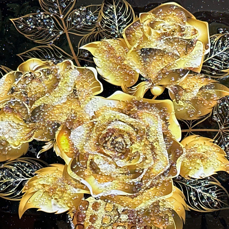 楽天市場】水晶パネル アートパネル 60×80cm 花束 黒フレーム付き