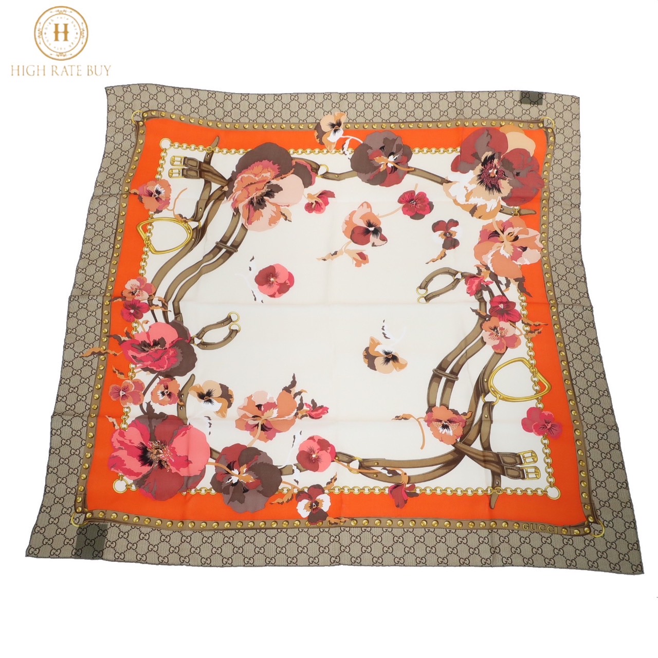 GUCCI グッチ シルク スカーフ フラワー 花柄 レオパード フローラル