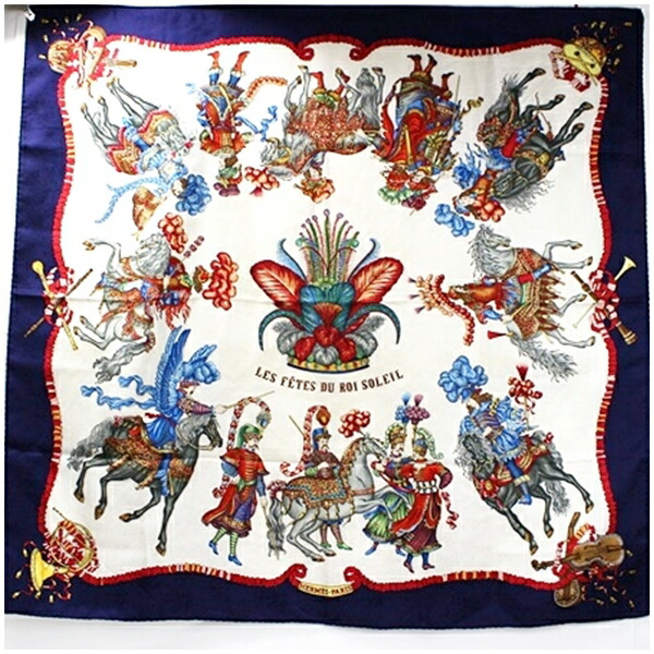 楽天市場】エルメス シルク スカーフ カレ90 LES FERES DU ROI SOLEIL