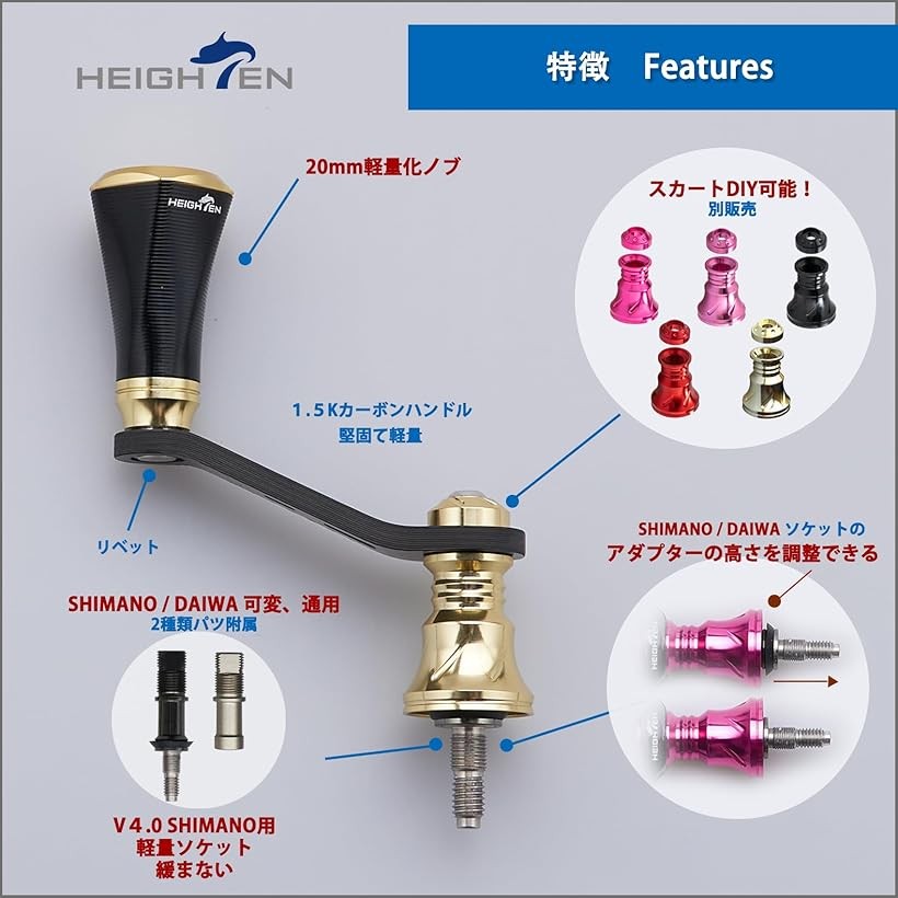 楽天市場】リール ハンドル 20mm ノブ 搭載 シマノ ダイワ スピニング