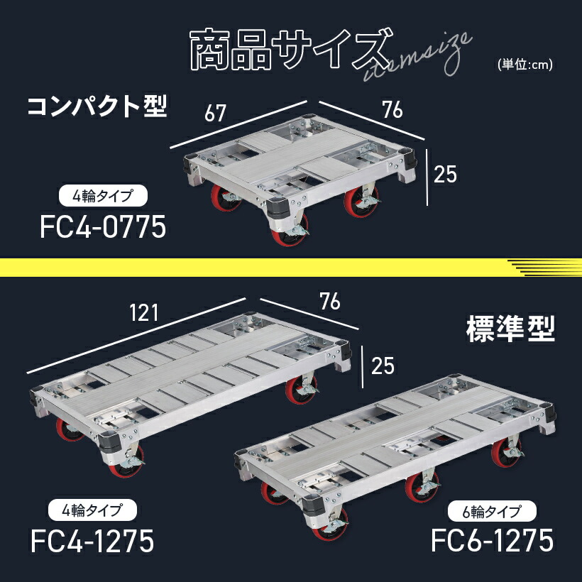 楽天市場】【FC4-0775】FC アルミ運搬台車 イットン台車 ミニサイズ