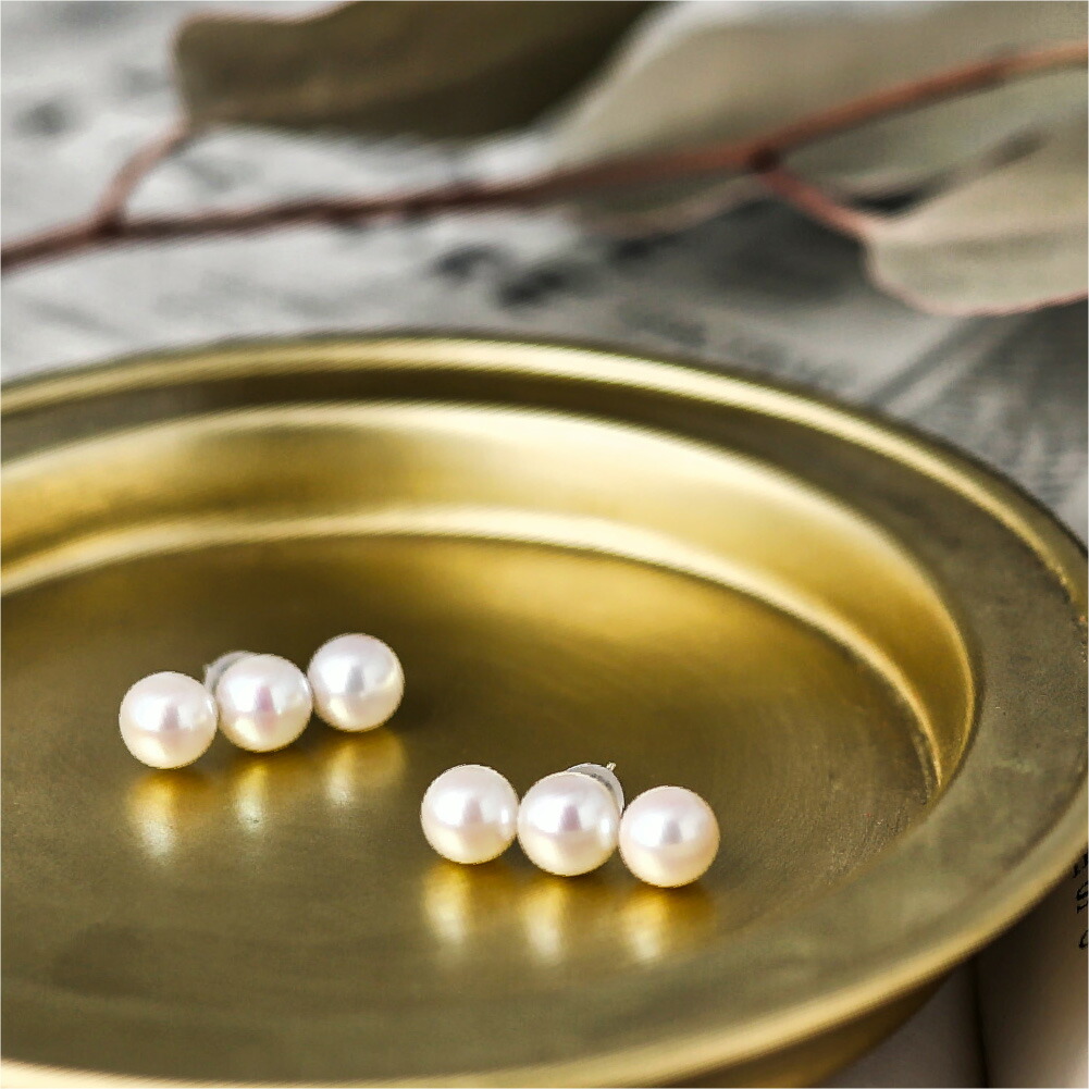 楽天市場】アコヤ真珠 3粒 パール ピアス イヤリング 6.0-6.5mm