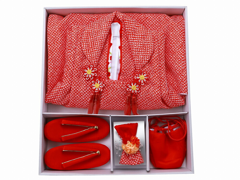 楽天市場】絞り柄 疋田柄 七五三着物 3歳女の子 被布コートセット 8点