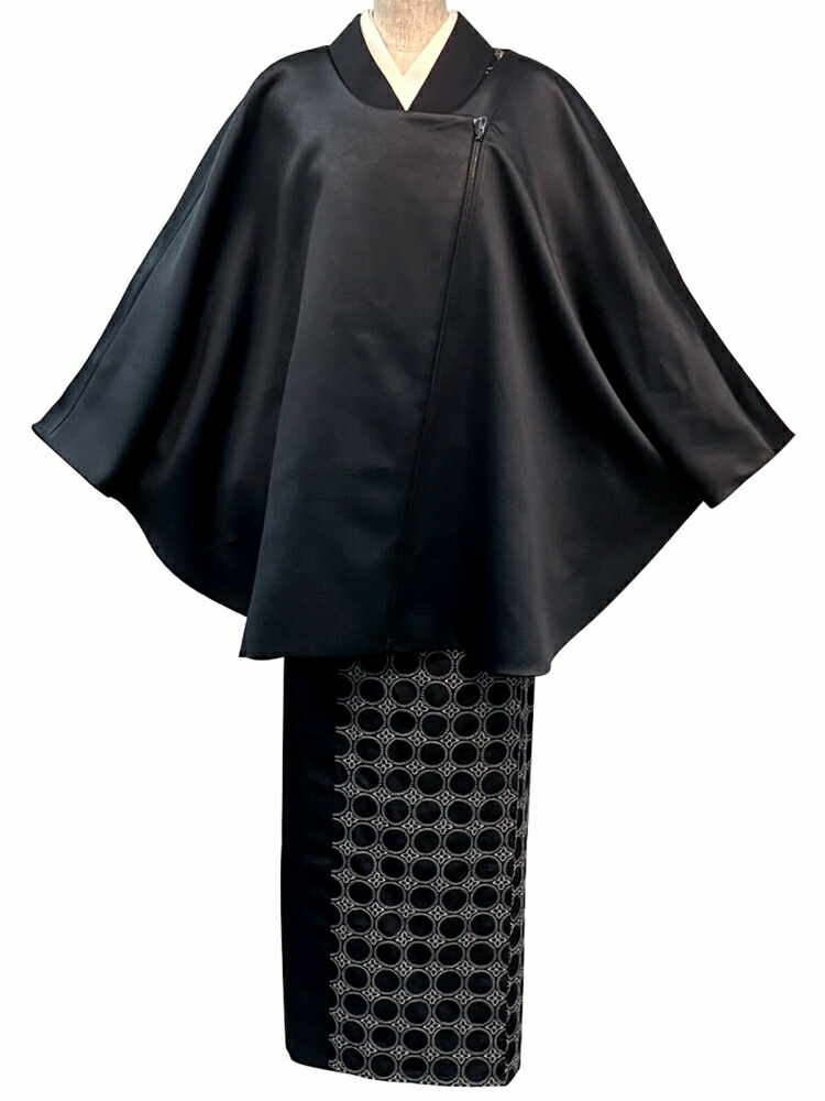 楽天市場】レザー調 ポンチョ 洗える 日本製 ケープ ブラック 和装