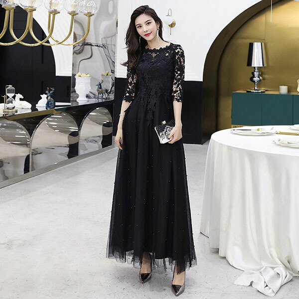 楽天市場】ロングドレス レディース 黒 袖あり 大きいサイズ XS〜6XL