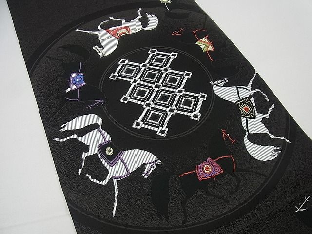 楽天市場】平和屋1□極上 西陣 大光織物謹製 六通柄袋帯 馬 黒地 逸品