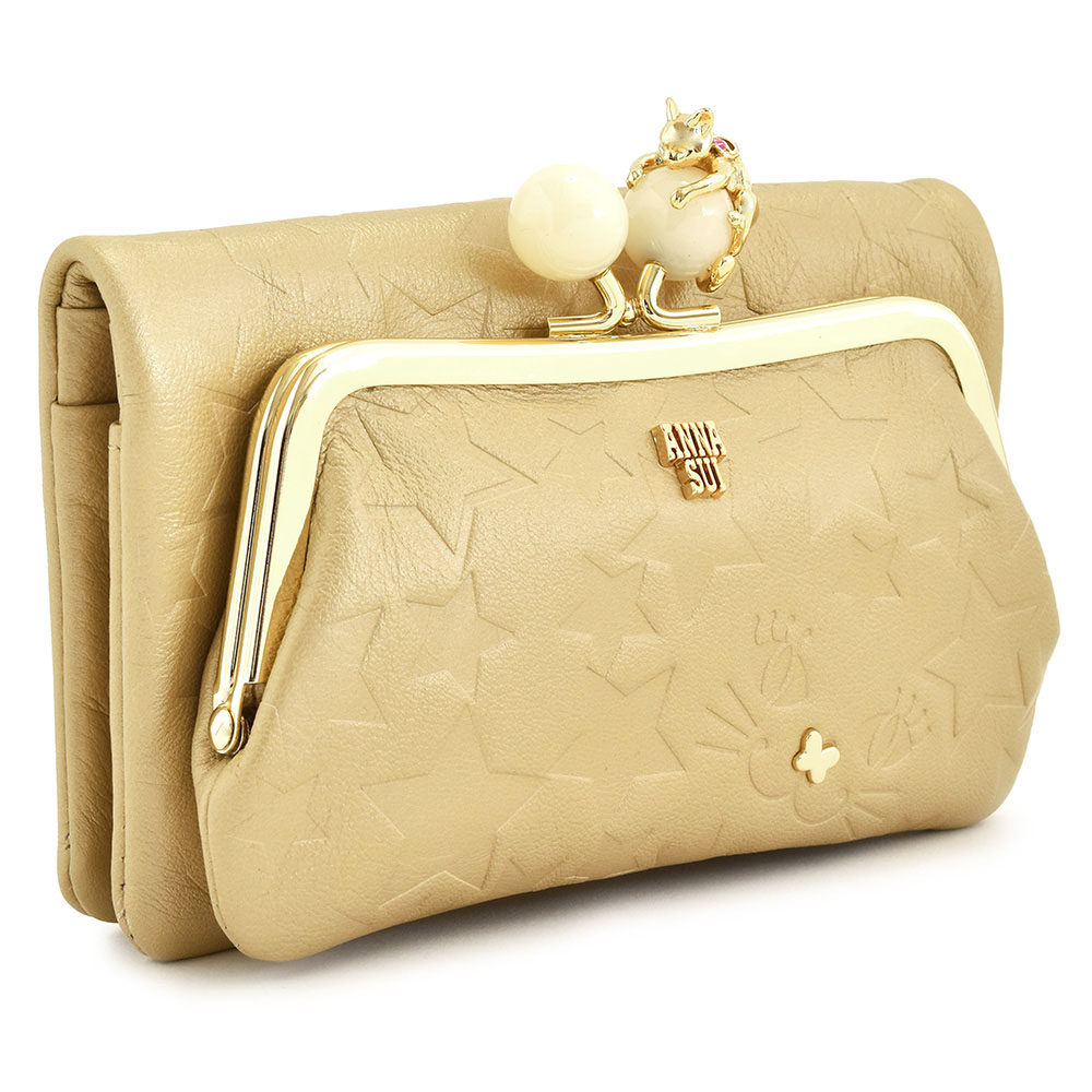 楽天市場】アナスイ 財布 二つ折り財布 がま口財布 ゴールド ANNA SUI