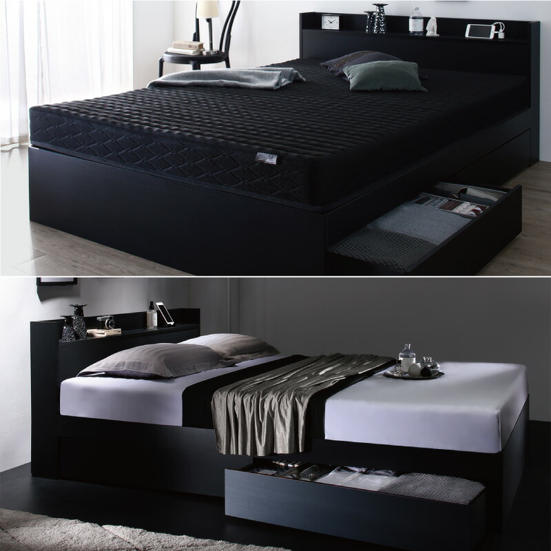 楽天市場】【22日12時～14H☆P5倍&最大1500円クーポン】ベッド 黒 収納