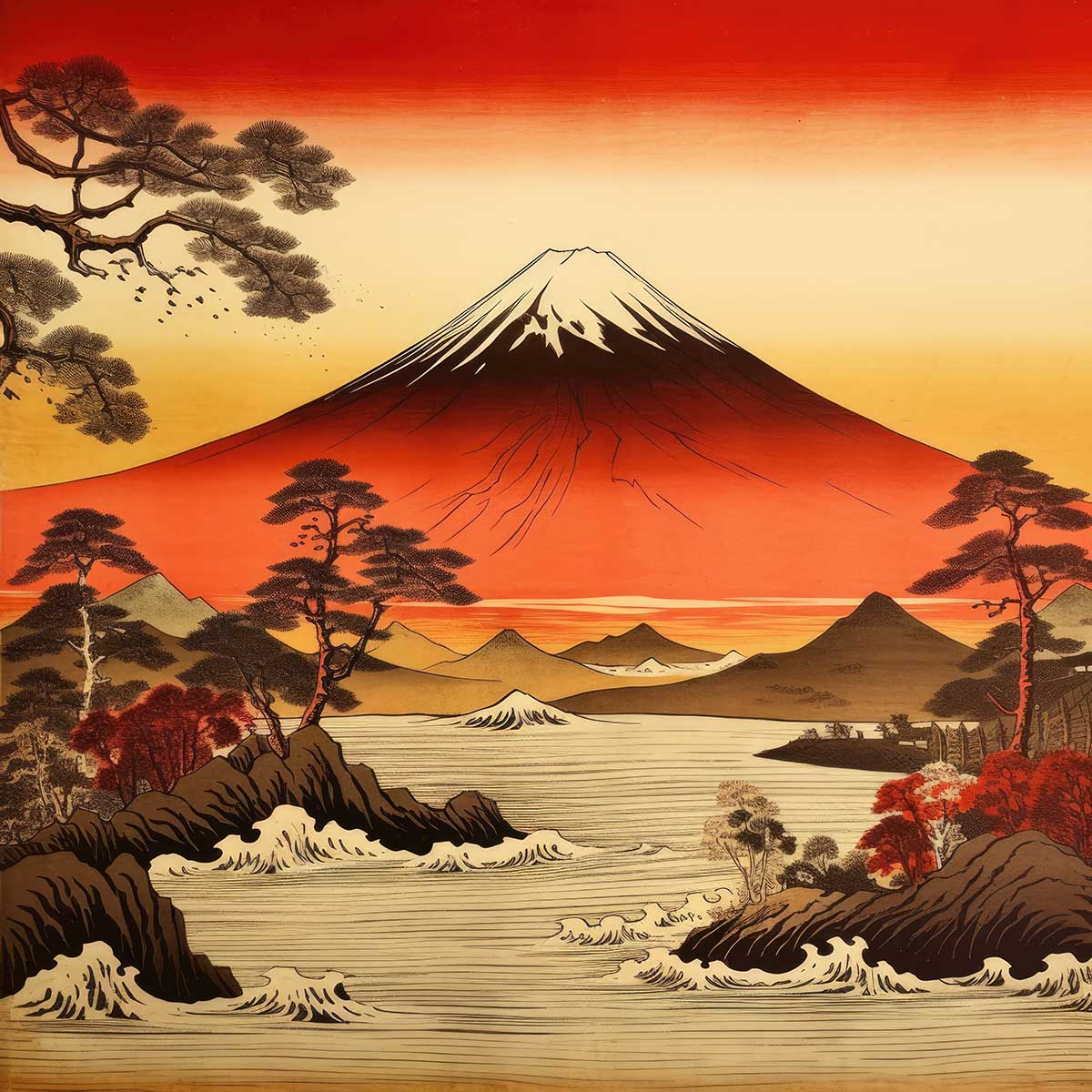 純金アート絵画シリーズコレクション 「富嶽三十六景 赤富士」24K24金