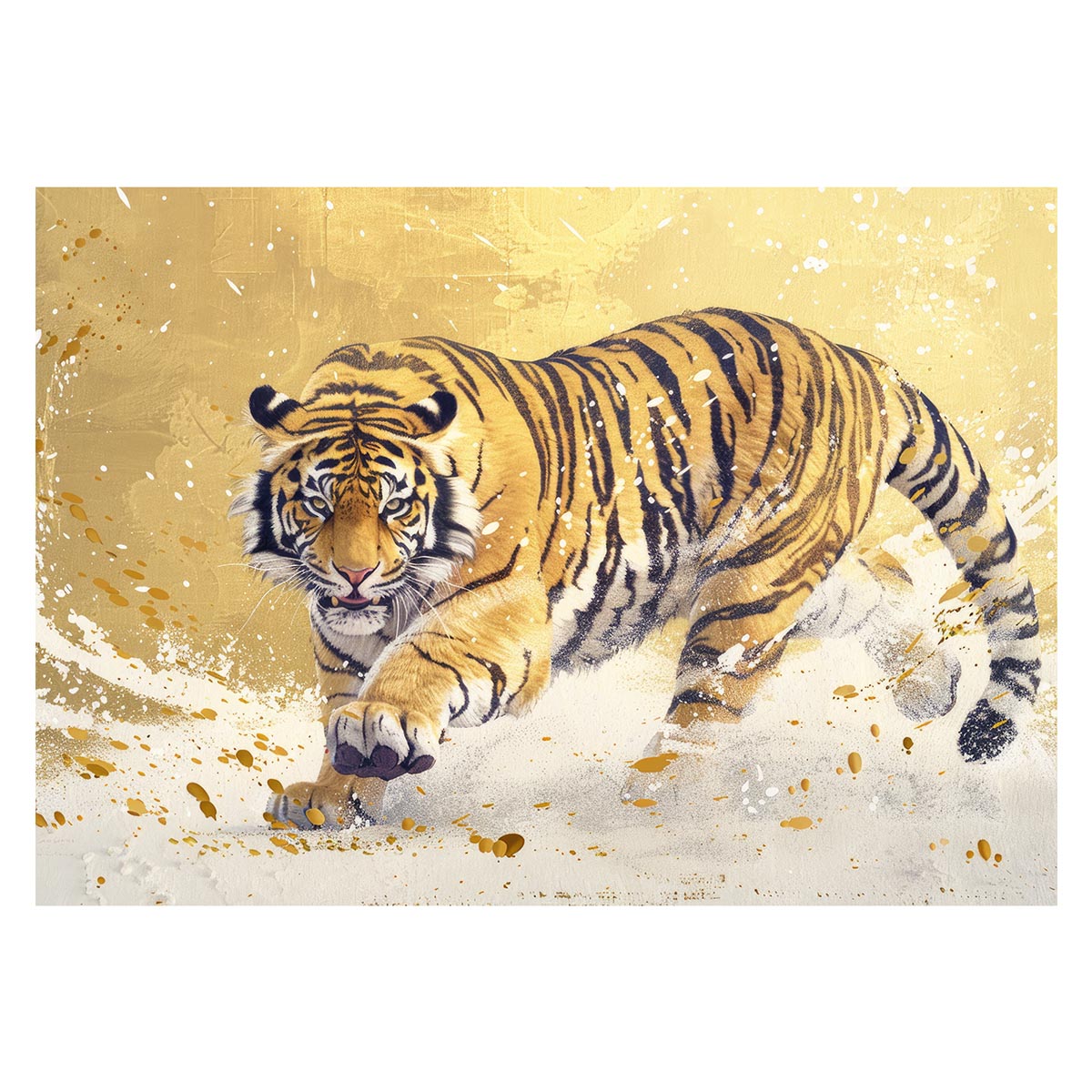 ☆秀作☆手書き油絵 タイガー（虎） 額付 絵画 インテリア 油彩画 絵画