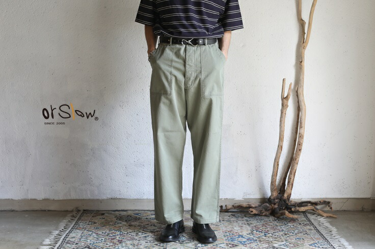 楽天市場】【orslow】HERRINGBONE SUMMER FATIGUE PANTS Button Fly