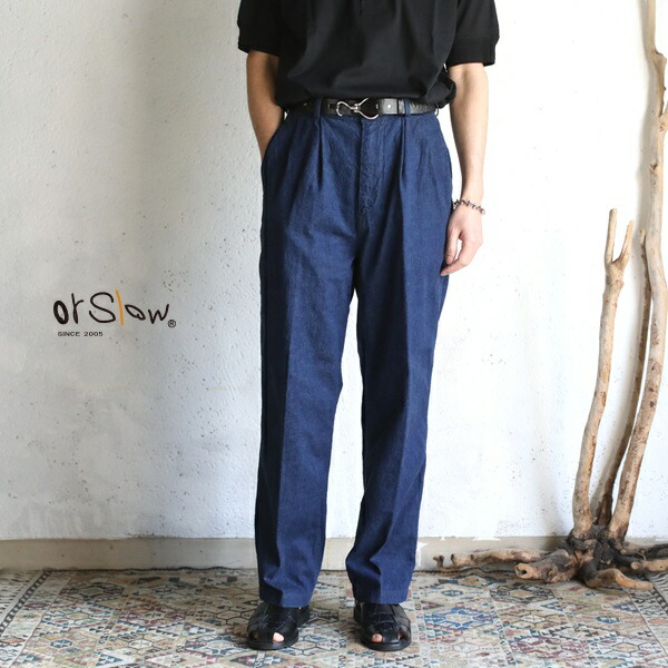 楽天市場】【orslow】 TWO TUCK DENIM WIDE TROUSER DENIM One Wash