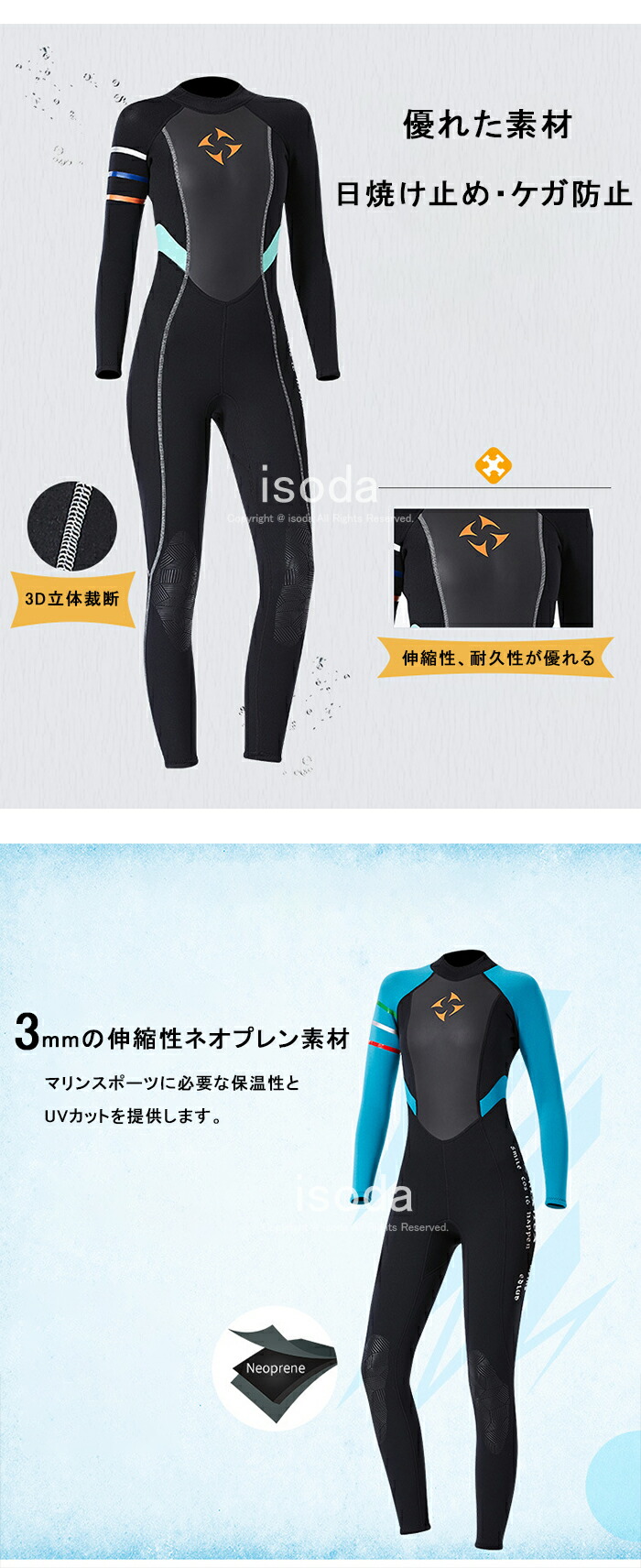 楽天市場】ウェットスーツ 3mm レディース フルスーツ マリンスポーツ