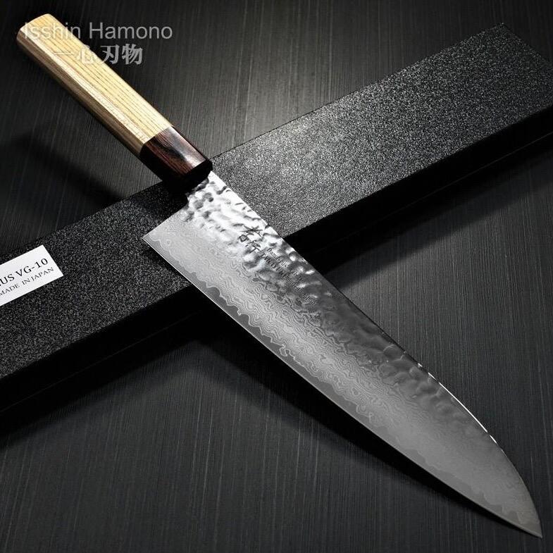 楽天市場】【楽天1位】包丁 牛刀 和式牛刀 240mm 33層槌目ダマスカス V