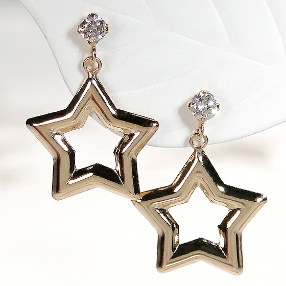 楽天市場】K18WG/K18YG【0.10ct】ダイヤモンド スターモチーフ ピアス