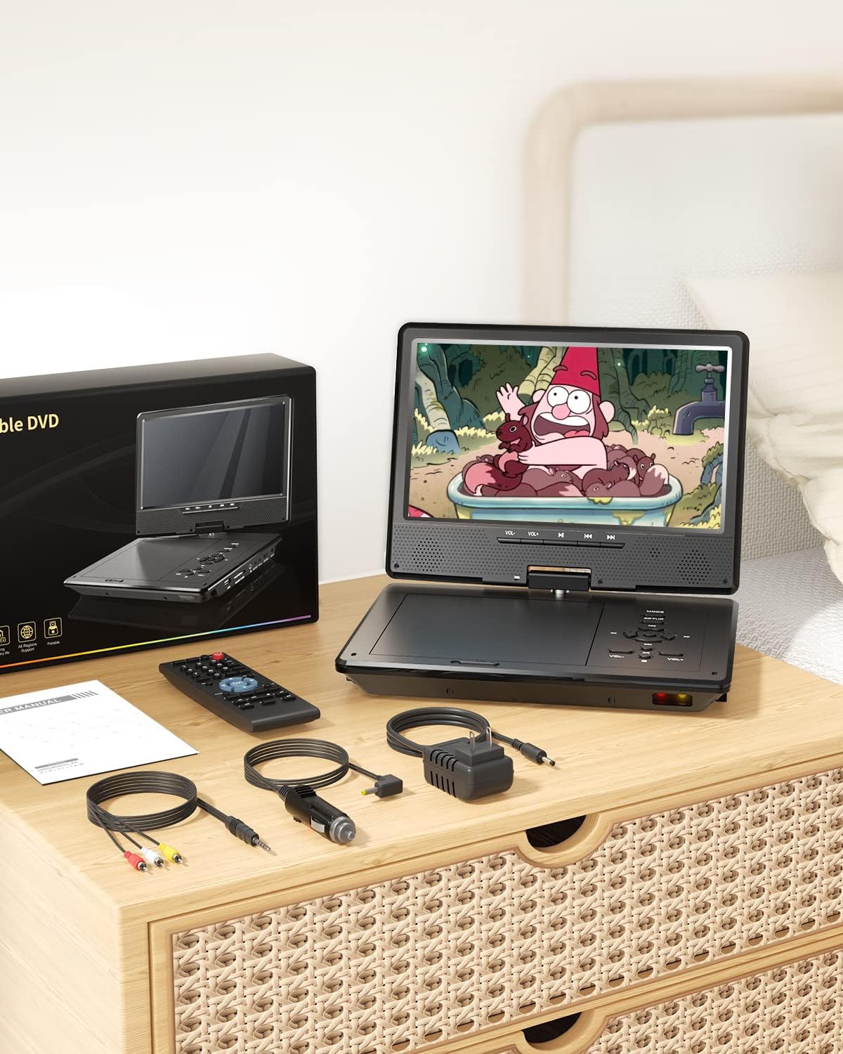 楽天市場】ポータブルDVDプレーヤー 12.5型 車載用ホルダー付 dvd