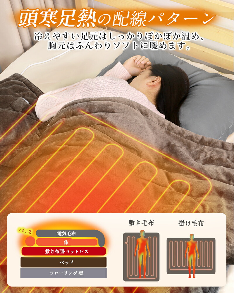 楽天市場】電気毛布 掛け 電気掛け毛布 大判188×130 シングル