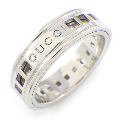 楽天市場】グッチ GUCCI リング スクロール スクエア メッシュ K18WG